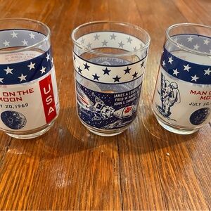 Vintage 3 Set Man On The Moon Neil Armstrong Glasses